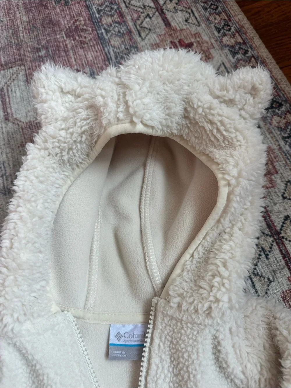 Columbia Cream Zip Up Sherpa Jacket for Baby with Hood 6-12M
